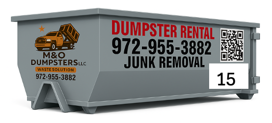 Dumpsters Rental 15yd3 / 7 day / 1 Ton. ❌ We do NOT accept: Roofing materials, concrete, dirt, asphalt, liquids, or stones.