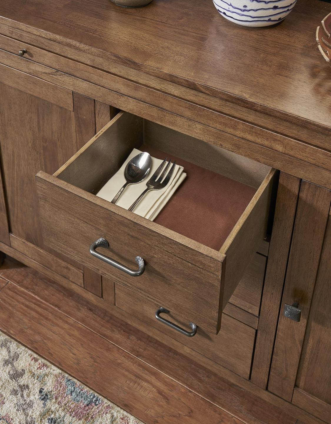 SIDEBOARD (easy to clean laminated 12” pull out serving tray)