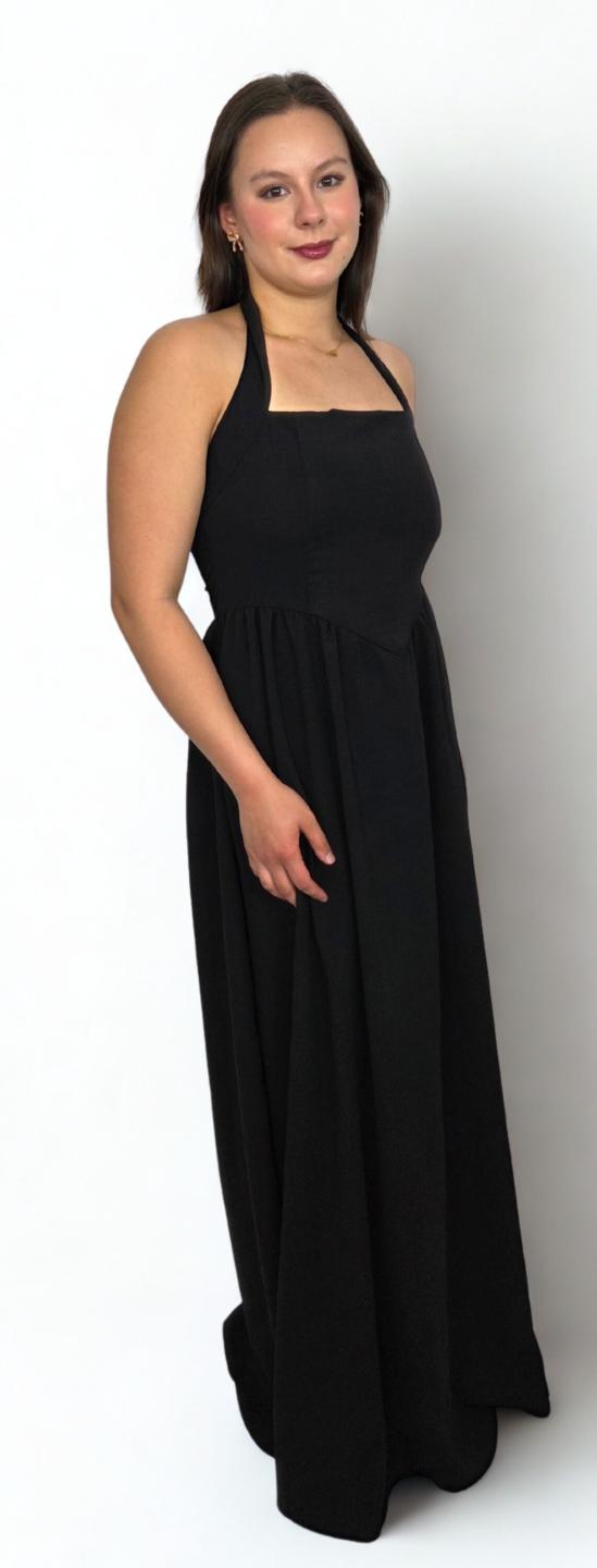 Black Halter Neck Maxi Dress