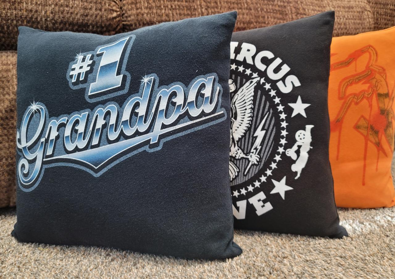 Memory pillow made from Loved Ones Shirts.