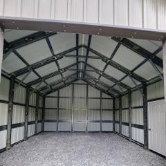25% OFF! 20x20 PREMIER STEEL BUILDING - BOARD & BATTEN SIDING - 10X10 TRACK DOOR - DBL LEGS/RAFTERS