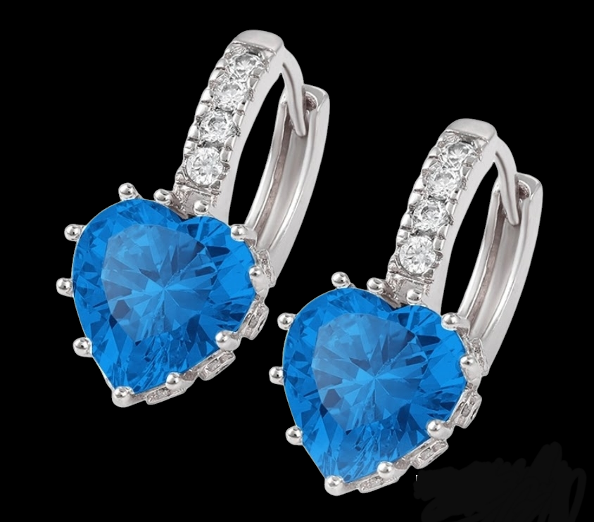 Love Heart CZ Rhinestone Drop Earrings.