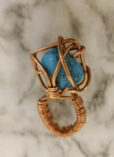 Turquoise and Copper Ring