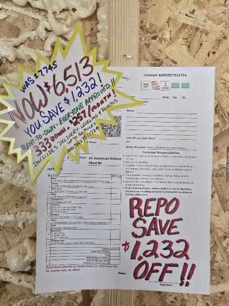 REPO 12x16 w/ELECTRICAL & RAMPAGE DOOR - SAVE $1,232 - $333 DOWN & $257/Mo OR $6,513 - NO CREDIT CHECK - EVERYONE APPROVED! - DELIVERY & BLOCKS INCLUDED (50-MILES)
