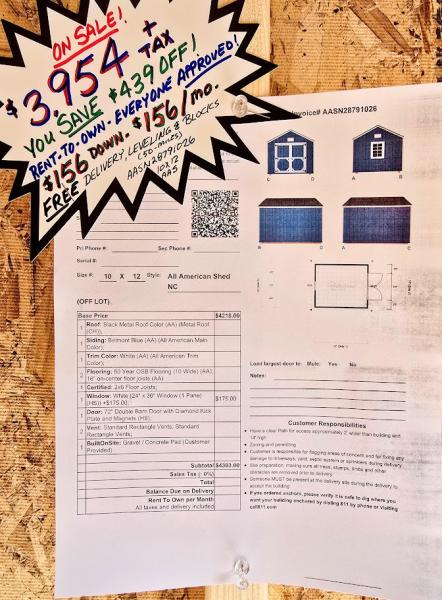 🔥10% OFF - SAVE $439 - 10x12 SHED - $3,954 or $156 DOWN & $156/MO - NO CREDIT CHECK - FREE DELIVERY & BLOCKS (50 mi)les
