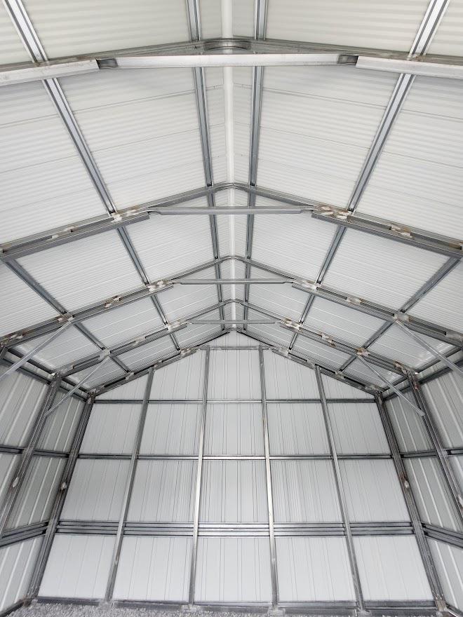 25% OFF! 20x20 PREMIER STEEL BUILDING - BOARD & BATTEN SIDING - 10X10 TRACK DOOR - DBL LEGS/RAFTERS