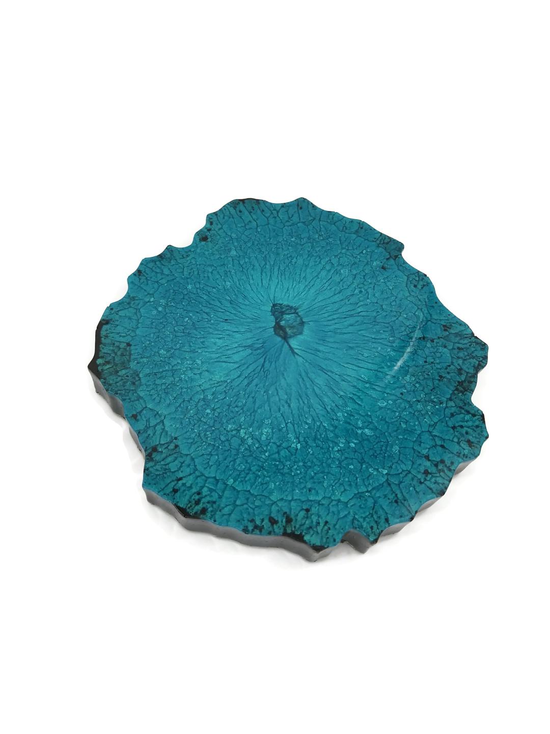 Geo Blue and Blach coaster set with holder