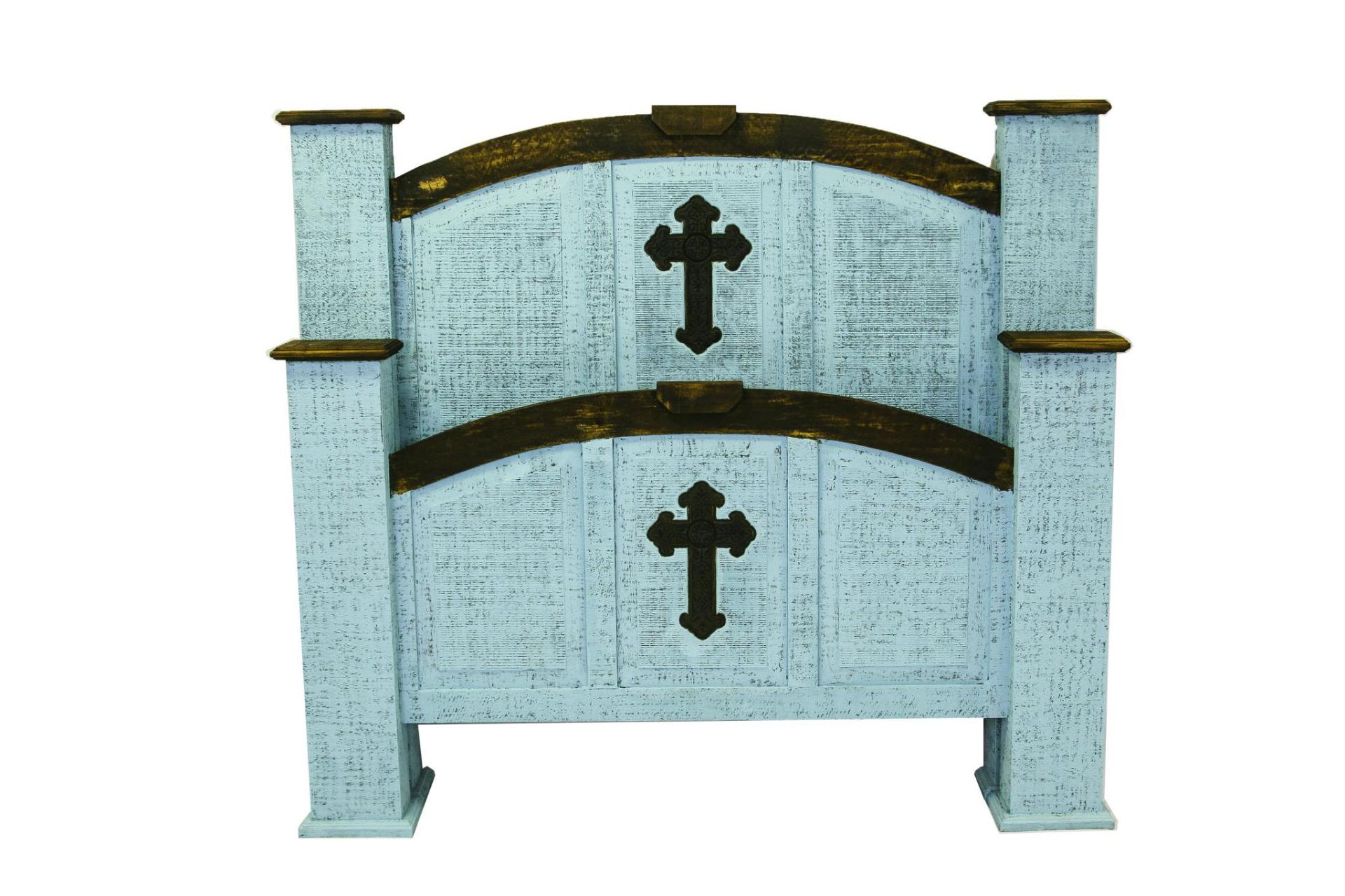 Queen Turquoise Cross Mansion Bed
