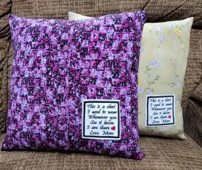 Memory pillow made from Loved Ones Shirts.