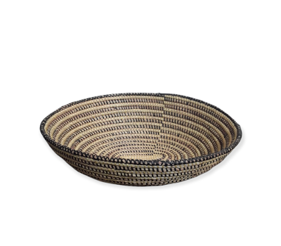 Natural Brown Traditional Unique Hand Woven Senegalese Basket, Decorative storage.
