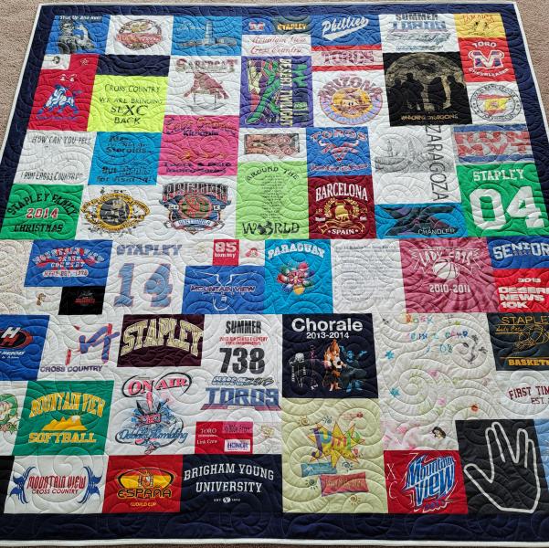 Mosaic T-shirt Quilt with Outer Border.
