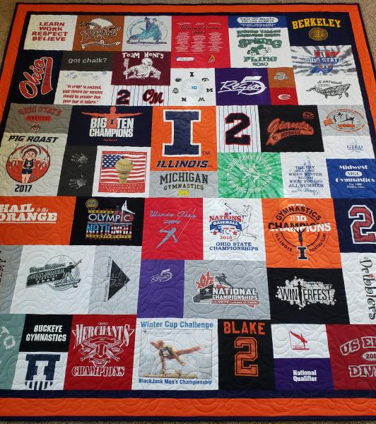Mosaic T-shirt Quilt with Outer Border.