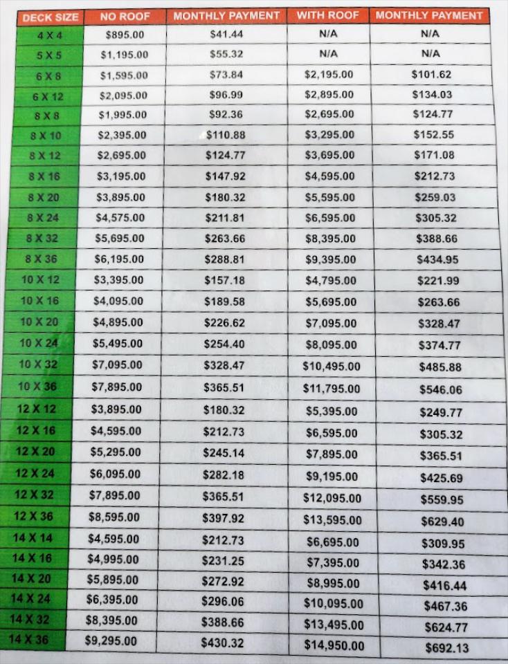 Price Sheet