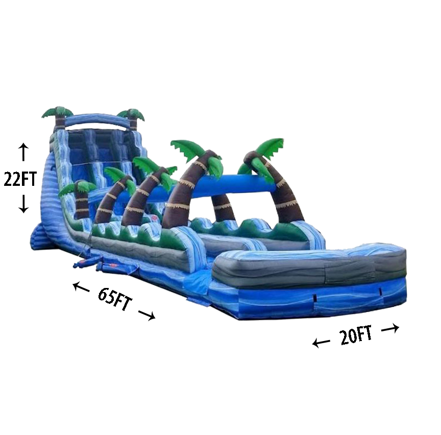 22' Island Dual Lane Water Slide - 65 Feet Long!