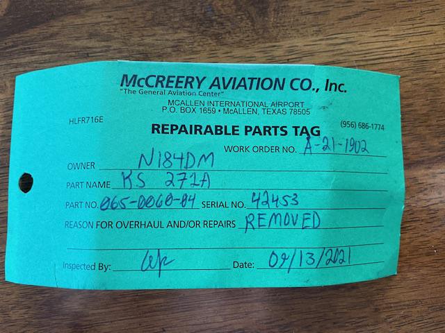 King KS 271A Autopilot Primary YAW servo. Form 8130, Used. Case Cracked.