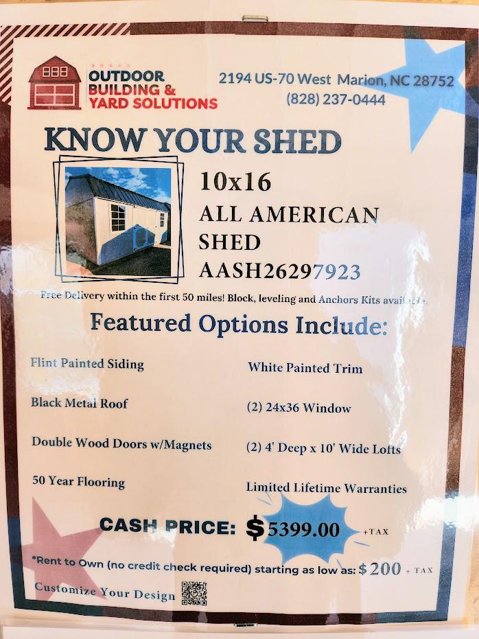 10% or $539 OFF 10x16 LOFTED BARN - $200 DN + tax OR $128/MO + tax