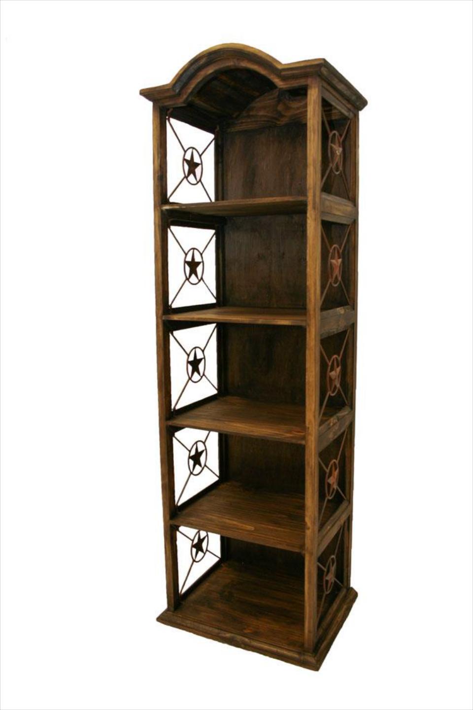 24" Bookcase W/Iron Stars Medio Finish
