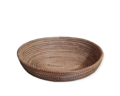 Light Brown Unique Traditional Hand Woven Senegalese Basket, Decorative Storage.