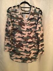 Camo Print Caged Long Sleeve Tunic