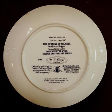 GONE WITH THE WIND PLATE THE BURNING OF ATLANTA