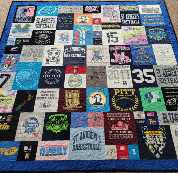 Mosaic T-shirt Quilt with Outer Border.