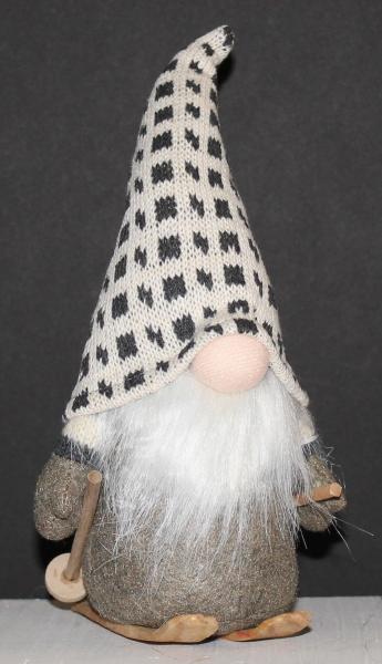 Skiing Gnome Black and White