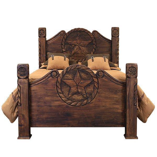 King Country Bed W/Rope&Star Medio Finish