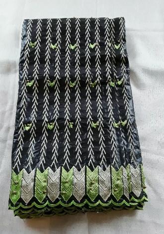Black/Green/Gold Brocade Fabric