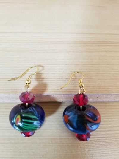 Red Murano Glass Bead Earrings.