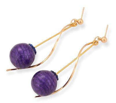 Purple and Gold Dangle Fashion Earrings