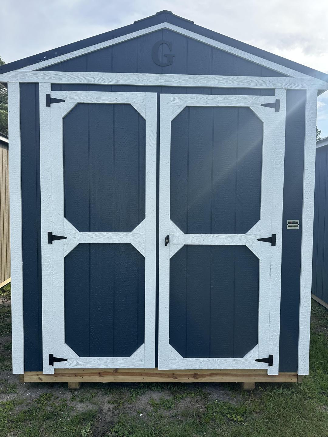 Graceland 8x12 Utility Shed - Steel Blue with Onyx Roof | Essential Series