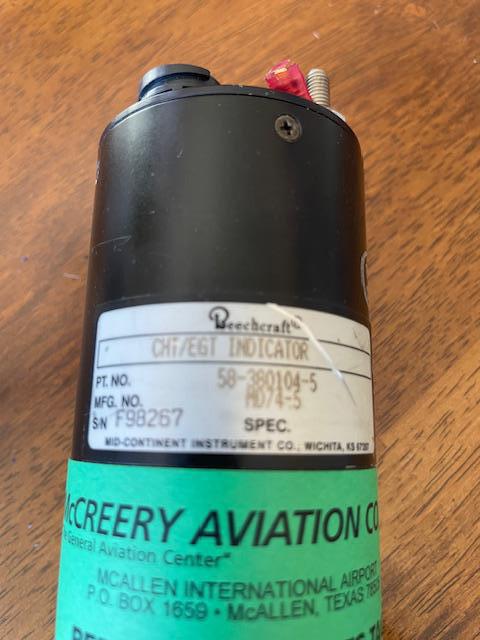Beechcraft Mid-Continent A36 CHT-EGT Gauge Cluster. Used.