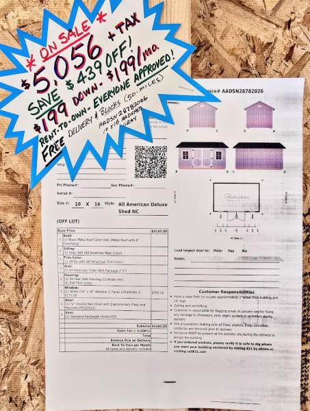 🔥SAVE $439  10X16 TALL WALLS - $5,056 or $199 DOWN & $199/MO - NO CREDIT CHECK - FREE DELIVERY & BLOCKS (50 miles)