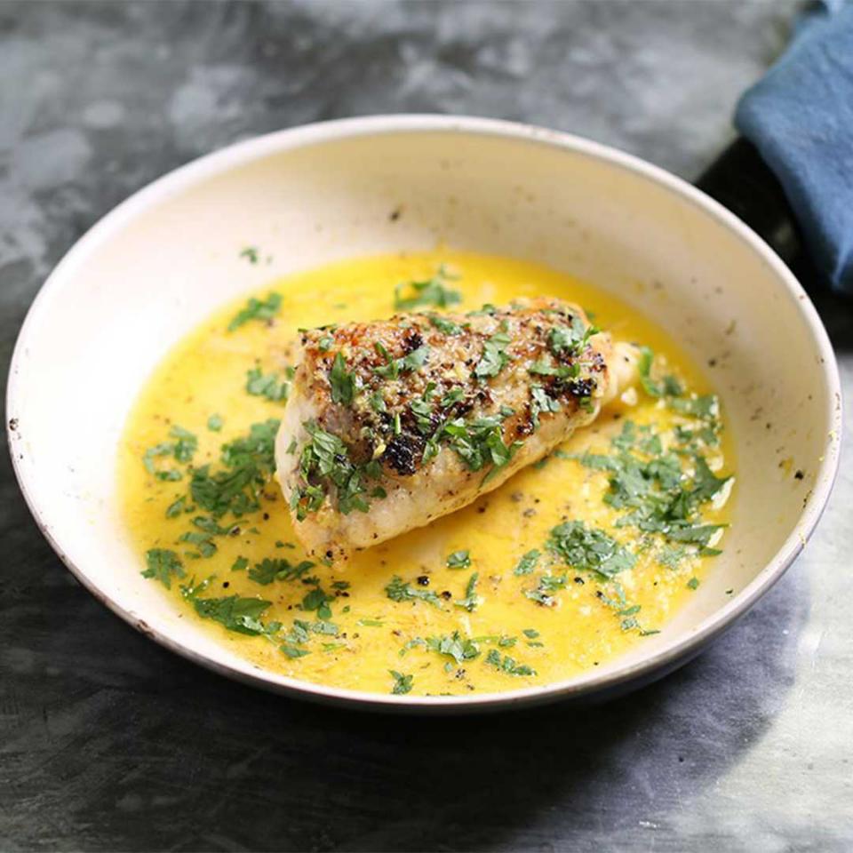 Monkfish in Lemon Butter Wine Sauce