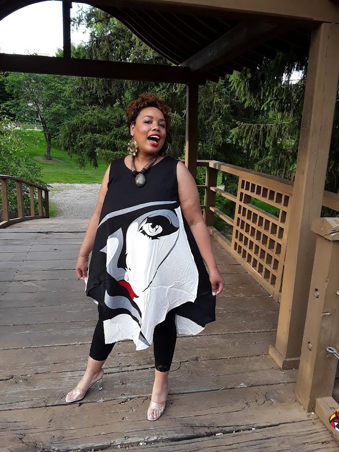 Abstract Human Face Umbrella Dress.