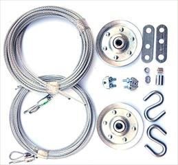 Cable and Pulley Replacement Kit - Two 3 inch Heavy Duty Sheaves, Two Pairs of Galvanized Aircraft Cables - 3/32 and 1/8 inch Diameter. 10 Fasteners for Overhead Sectional Garage Doors. DIY and Save