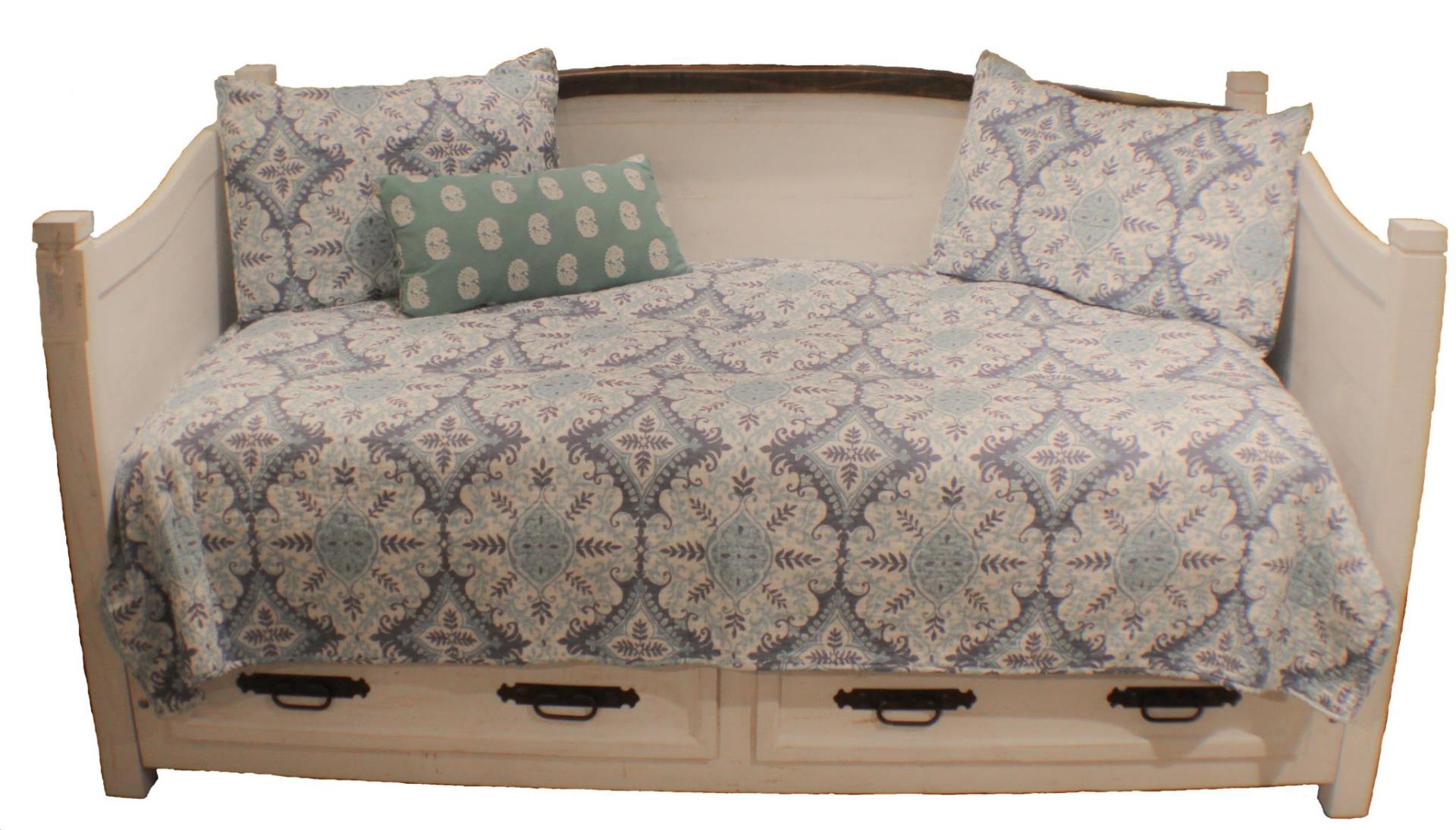 White Curved Top Daybed W/2 Drawers