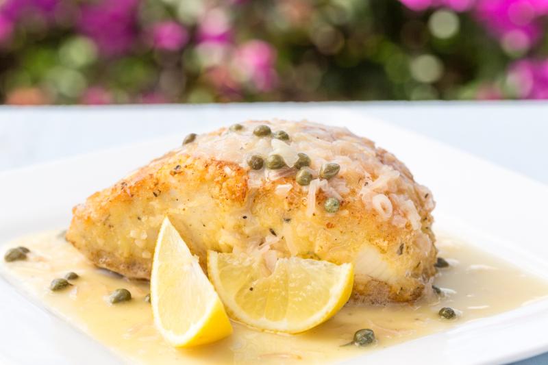 Monkfish in Lemon Butter Wine Sauce