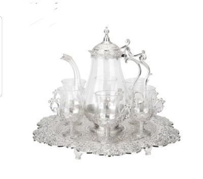 Silver and Clear Glass Tea Set.