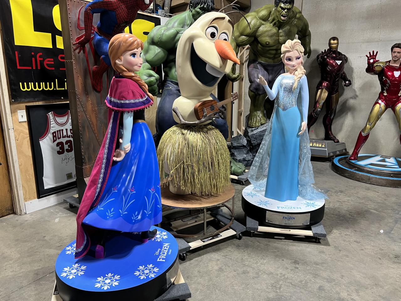 Life Size Disney Frozen Elsa and Anna with Olaf