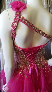 HOMECOMING DRESS JEWEL ENCRUSTED BODICE FUCHSIA