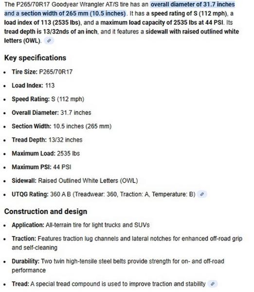 255/75R17 Goodyear Wrangler Duratrac Tires Set of 4