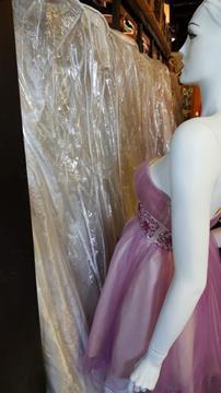 MAY QUEEN COUTURE LAVENDER OVER NUDE TULLE DRESS