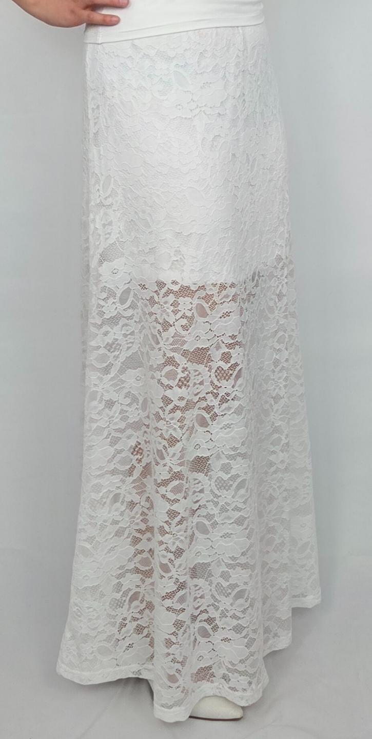 Elegant White Lace Maxi Skirt