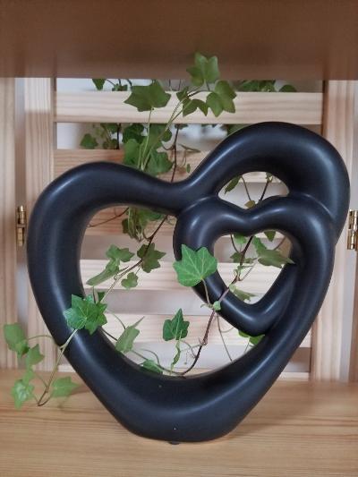 Two Hearts Black Decorative Ceramic