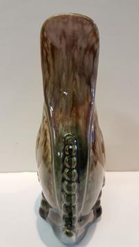 BROWN & GREEN DRIP GLAZE POTTERY VASE VINTAGE