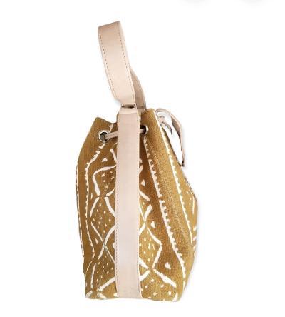 Yellow and Beige Mud Cloth Handbag