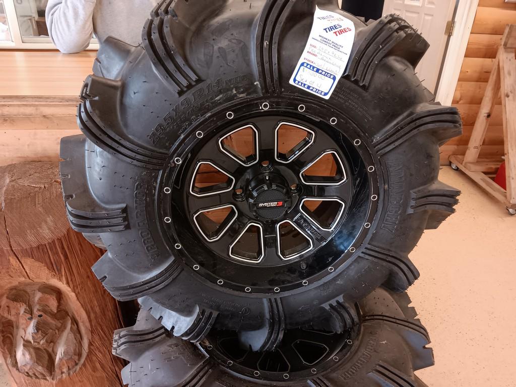 29.5x9R14 Pro Armor Anarchy ATV Tires with 4 Bolt System 3 Off Road Rims Set Of 4