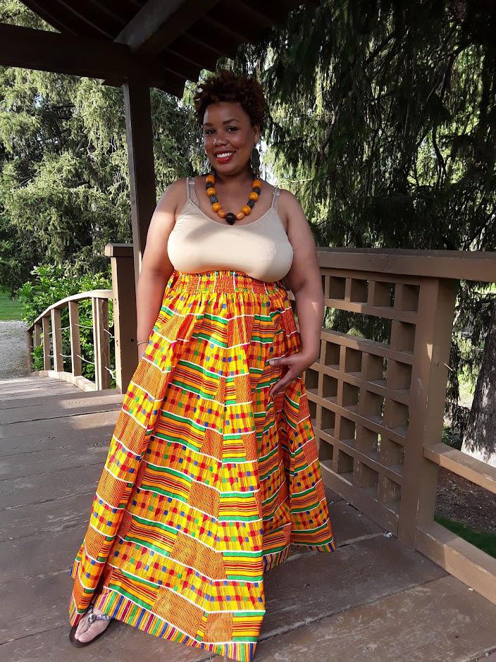 Long Maxi Ankara Print Kente Skirt