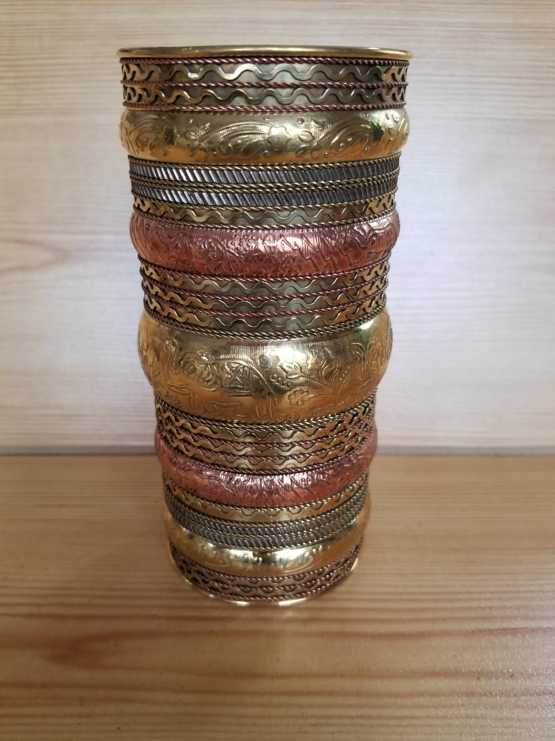 Long Brass and Copper Wrist Cuff